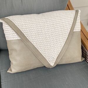 Custom-Made High End Faux Leather & Fabric Accent Pillow (1)